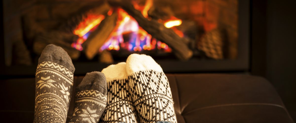 Romantic getaway, relaxing by a cozy fireplace