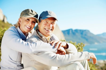 Couple enjoying a getaway in the mountains