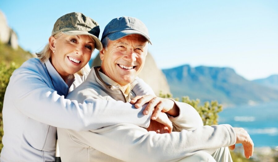 Couple enjoying a getaway in the mountains