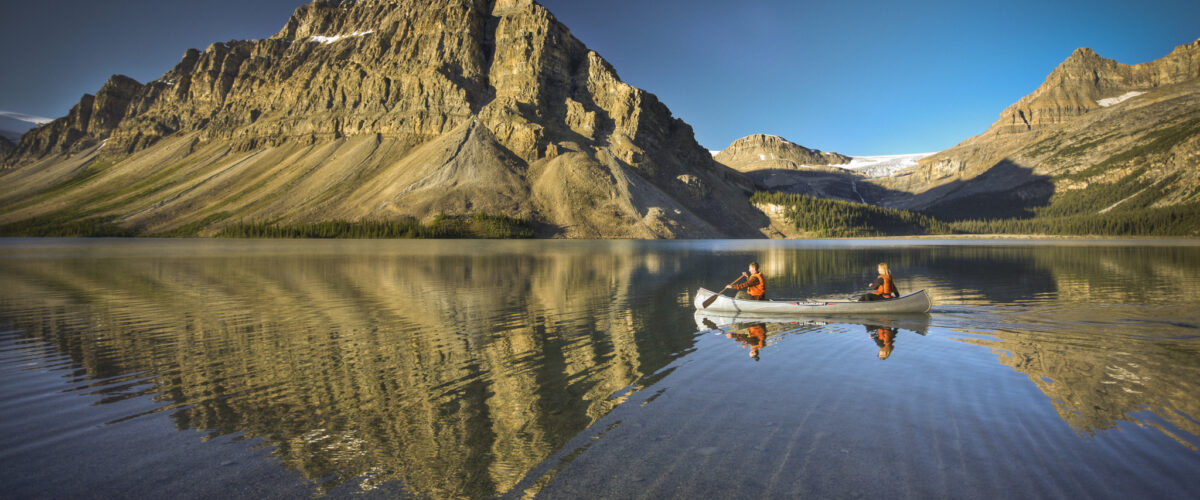 Two people in a canoe