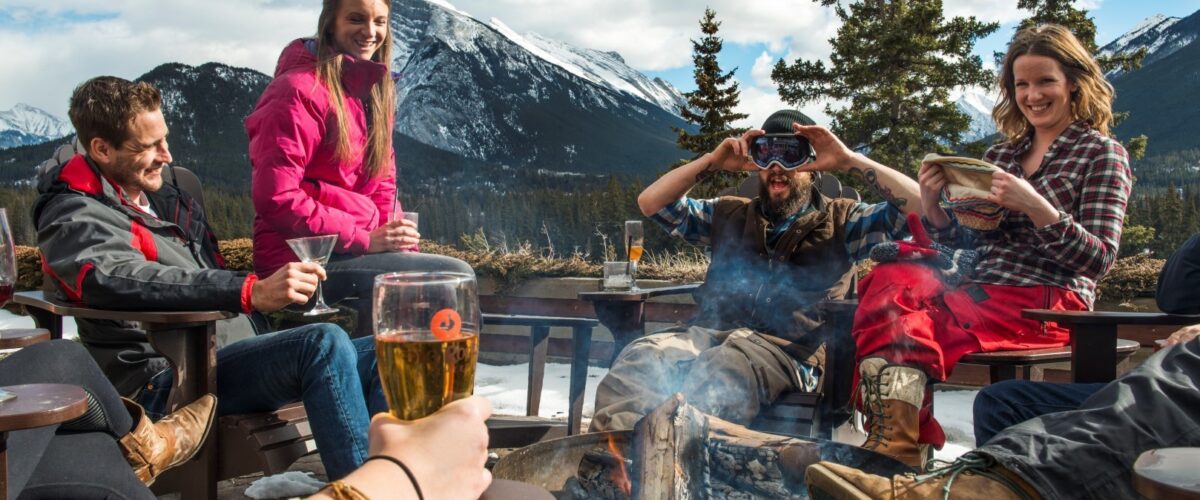 Apres ski on the patio at the Juniper Bistro in Banff