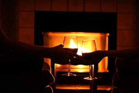 Fireplace at the Georgetown Inn in Canmore