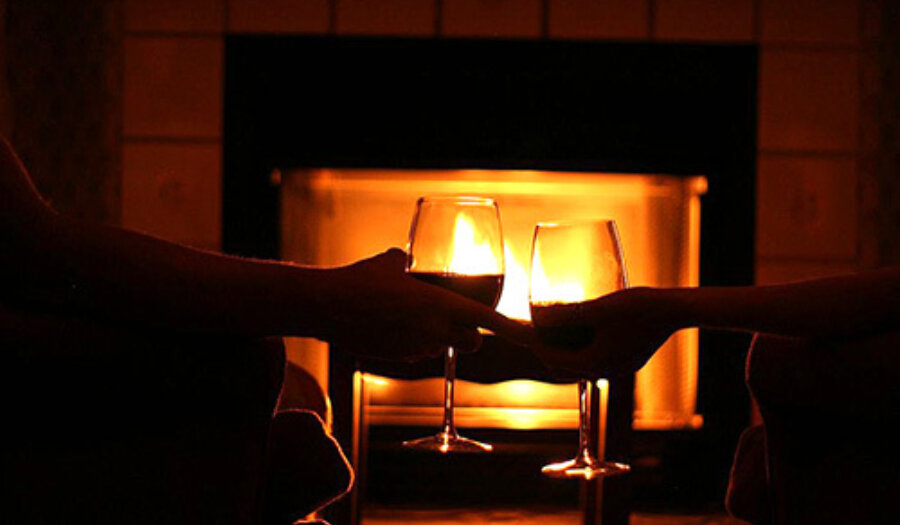 Fireplace at the Georgetown Inn in Canmore