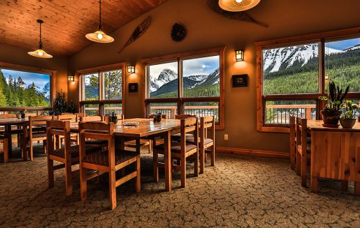 Mount Engadine Lodge Dining Room in Canmore, Alberta.