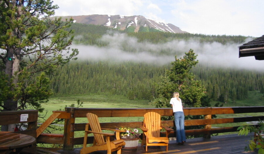 Veranda at Mountain Engadine Lodge in Kananaskis Country