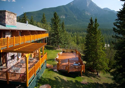 Exterior of Overlander Mountain Lodge near Jasper