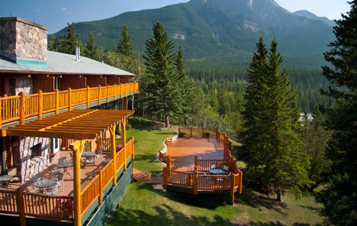 Exterior of Overlander Mountain Lodge near Jasper