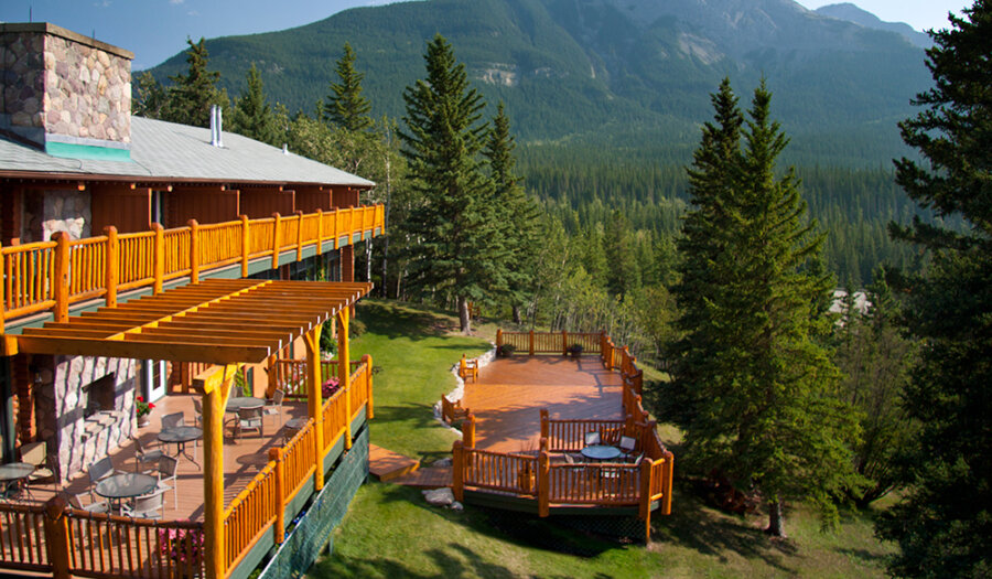Exterior of Overlander Mountain Lodge near Jasper